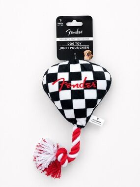 Fender Red and Black Plush Guitar & Heart Dog Toy Set